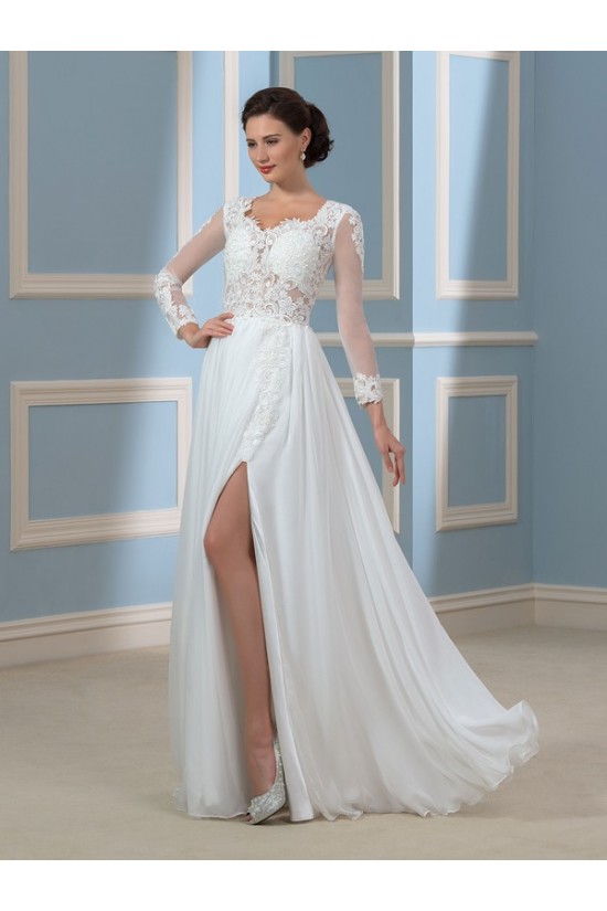 Long Sleeves Lace Chiffon Wedding Dresses Bridal Gowns 3030169 Long Sleeves Lace Chiffon Wedding Dresses Bridal Gowns 3030169