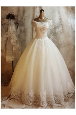 Ball Gown Off-the-Shoulder Lace Wedding Dresses Bridal Gowns 3030170