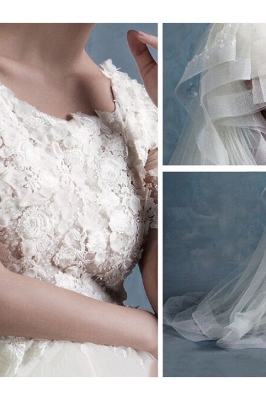 High Low Short Sleeves Lace Tulle Wedding Dresses Bridal Gowns 3030173 High Low Short Sleeves Lace Tulle Wedding Dresses Bridal Gowns 3030173