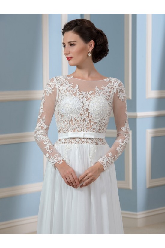 A-Line Lace Chiffon Backless Long Sleeves Wedding Dresses Bridal Gowns 3030176 A-Line Lace Chiffon Backless Long Sleeves Wedding Dresses Bridal Gowns 3030176