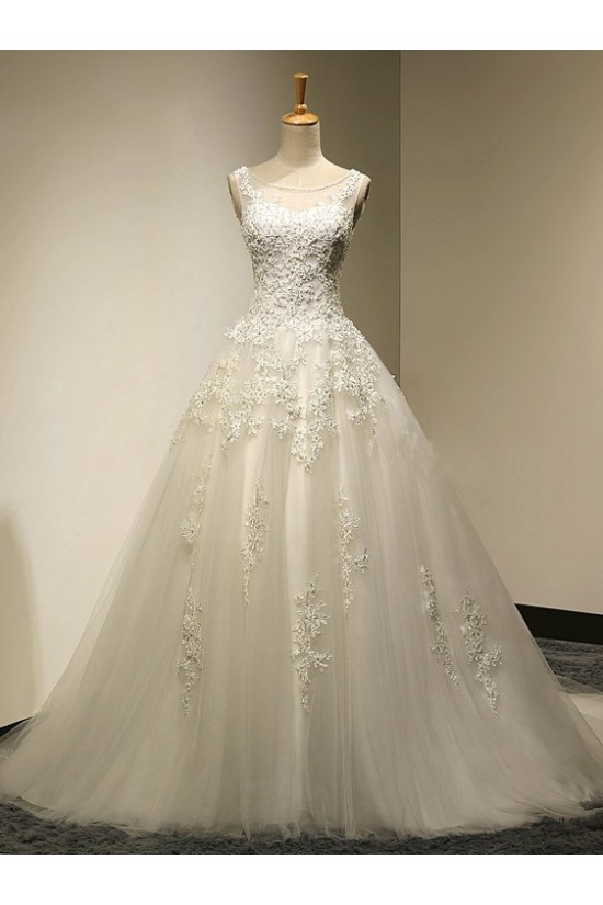 A-Line Sleeveless Tulle Lace Wedding Dresses Bridal Gowns 3030177 A-Line Sleeveless Tulle Lace Wedding Dresses Bridal Gowns 3030177