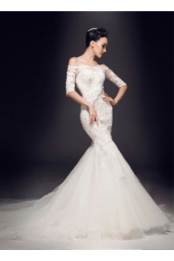 Mermaid Lace Off-the-Shoulder Wedding Dresses Bridal Gowns 3030184