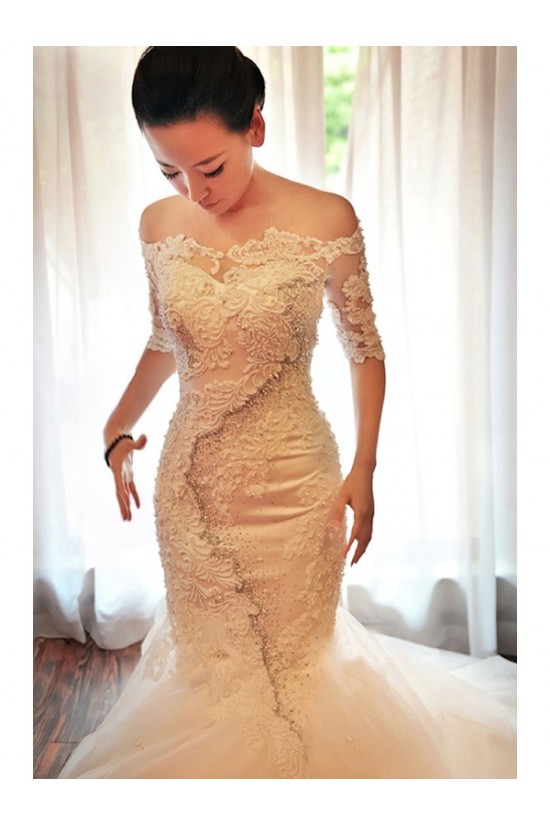 Mermaid Lace Off-the-Shoulder Wedding Dresses Bridal Gowns 3030184