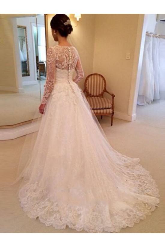 Long Sleeves V-Neck Lace Wedding Dresses Bridal Gowns 3030185 Long Sleeves V-Neck Lace Wedding Dresses Bridal Gowns 3030185