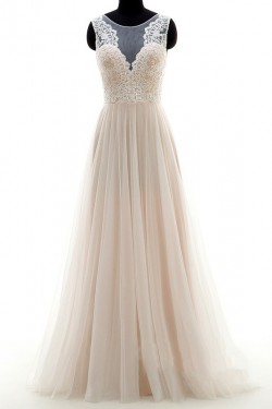 A-Line Sheer Lace Wedding Dresses Bridal Gowns 3030186