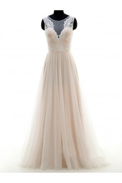 A-Line Sheer Lace Wedding Dresses Bridal Gowns 3030186