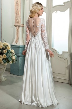A-Line Sheer Lace Long Sleeves Wedding Dresses Bridal Gowns 3030187