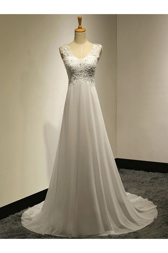 A-Line V-Neck Lace Chiffon Wedding Dresses Bridal Gowns 3030188 A-Line V-Neck Lace Chiffon Wedding Dresses Bridal Gowns 3030188