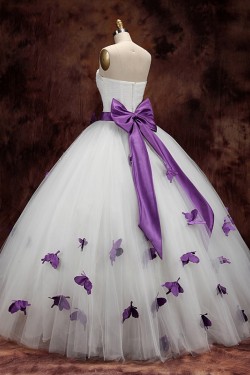 Ball Gown Strapless Purple White Wedding Dresses Bridal Gowns 3030192