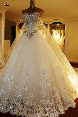 Sparkly Lace Ball Gown Crystal Wedding Dresses Bridal Gowns 3030194