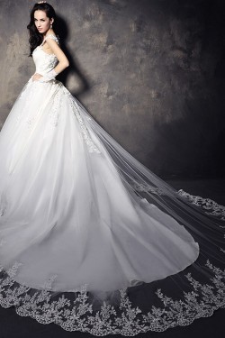 Ball Gown Cap Sleeves Lace Wedding Dresses Bridal Gowns 3030196