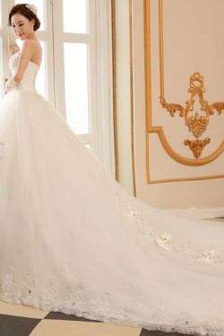 Ball Gown Strapless Lace Crystal Wedding Dresses Bridal Gowns 3030197