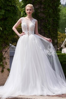 Lace Tulle Sheer Wedding Dresses Bridal Gowns 3030198