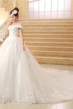 Ball Gown Off-the-Shoulder Lace Crystal Wedding Dresses Bridal Gowns 3030201