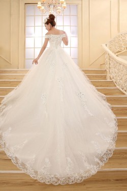 Ball Gown Off-the-Shoulder Lace Crystal Wedding Dresses Bridal Gowns 3030201