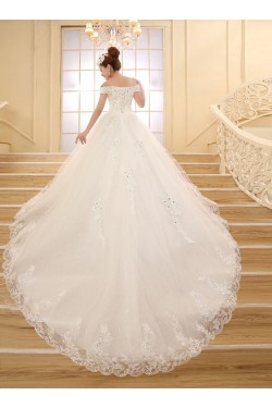 Ball Gown Off-the-Shoulder Lace Crystal Wedding Dresses Bridal Gowns 3030201