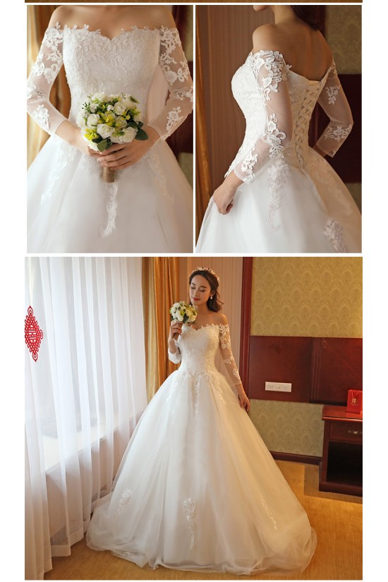 A-Line Off-the-Shoulder Long Sleeves Lace Wedding Dresses Bridal Gowns 3030205 A-Line Off-the-Shoulder Long Sleeves Lace Wedding Dresses Bridal Gowns 3030205