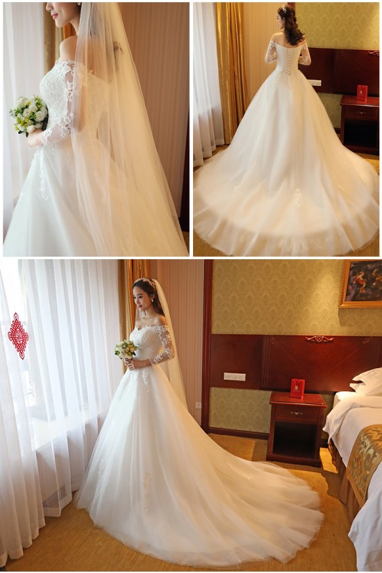 A-Line Off-the-Shoulder Long Sleeves Lace Wedding Dresses Bridal Gowns 3030205 A-Line Off-the-Shoulder Long Sleeves Lace Wedding Dresses Bridal Gowns 3030205