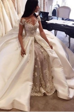 Lace Satin Wedding Dresses Bridal Gowns 3030210
