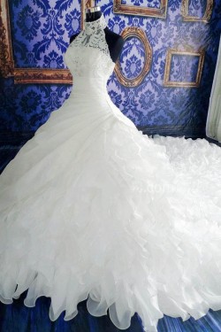 Halter Lace Wedding Dresses Bridal Gowns 3030211