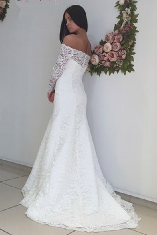 Long Sleeves Lace Off-the-Shoulder Mermaid Wedding Dresses Bridal Gowns 3030212 Long Sleeves Lace Off-the-Shoulder Mermaid Wedding Dresses Bridal Gowns 3030212