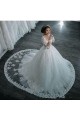 Long Sleeves Illusion Neckline Lace Wedding Dresses Bridal Gowns 3030214