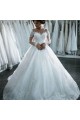 Long Sleeves Illusion Neckline Lace Wedding Dresses Bridal Gowns 3030214