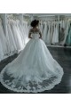 Long Sleeves Illusion Neckline Lace Wedding Dresses Bridal Gowns 3030214