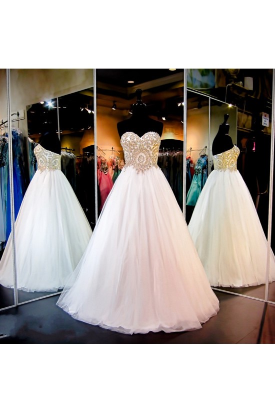 A-Line Sweetheart Gold Lace Appliques Wedding Dresses Bridal Gowns 3030217 A-Line Sweetheart Gold Lace Appliques Wedding Dresses Bridal Gowns 3030217