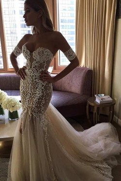 Sexy Off-the-Shoulder Mermaid Sweetheart Lace Wedding Dresses Bridal Gowns 3030221
