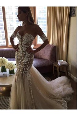 Sexy Off-the-Shoulder Mermaid Sweetheart Lace Wedding Dresses Bridal Gowns 3030221