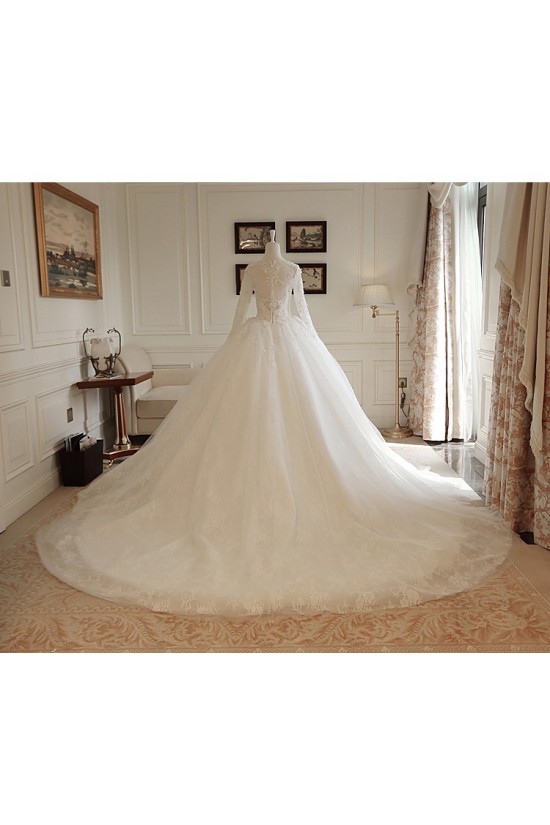Ball Gown Lace Long Sleeves V-Neck Wedding Dresses Bridal Gowns 3030231 Ball Gown Lace Long Sleeves V-Neck Wedding Dresses Bridal Gowns 3030231
