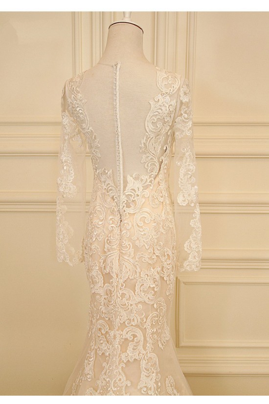 Mermaid Long Sleeves Sheer Lace Wedding Dresses Bridal Gowns 3030232 Mermaid Long Sleeves Sheer Lace Wedding Dresses Bridal Gowns 3030232