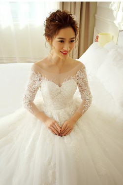 Ball Gown Long Sleeves Lace Wedding Dresses Bridal Gowns 3030234