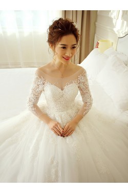 Ball Gown Long Sleeves Lace Wedding Dresses Bridal Gowns 3030234
