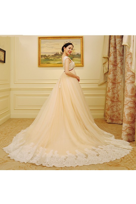Empire Lace Tulle Straps Sleeveless Maternity Wedding Dresses Bridal Gowns 3030235 Empire Lace Tulle Straps Sleeveless Maternity Wedding Dresses Bridal Gowns 3030235