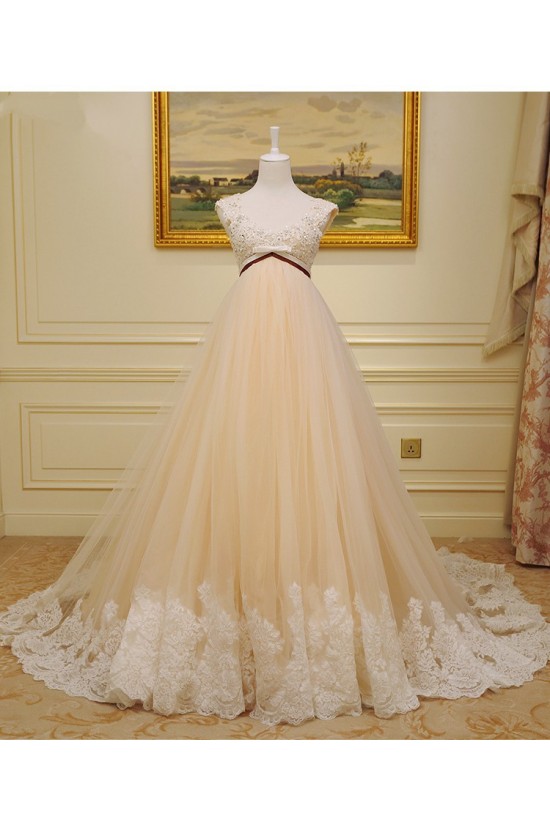 Empire Lace Tulle Straps Sleeveless Maternity Wedding Dresses Bridal Gowns 3030235 Empire Lace Tulle Straps Sleeveless Maternity Wedding Dresses Bridal Gowns 3030235