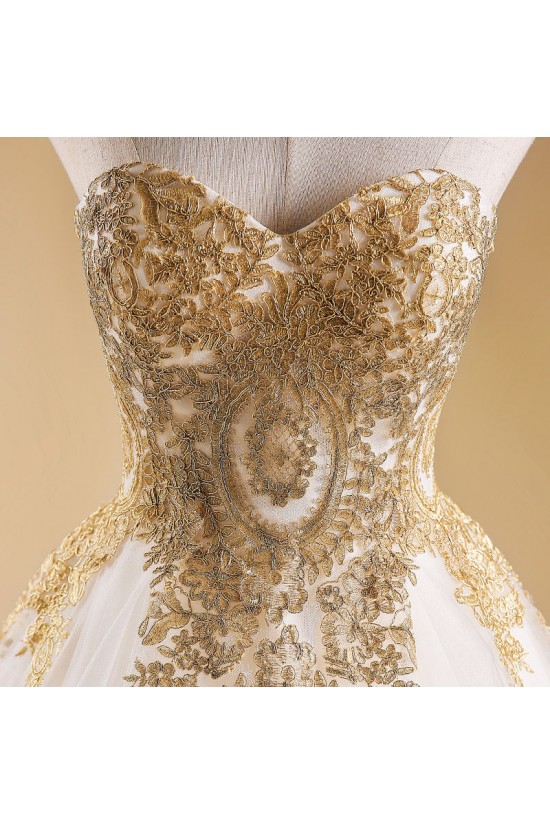A-Line Sweetheart Gold Lace Appliques Wedding Dresses Bridal Gowns 3030237 A-Line Sweetheart Gold Lace Appliques Wedding Dresses Bridal Gowns 3030237