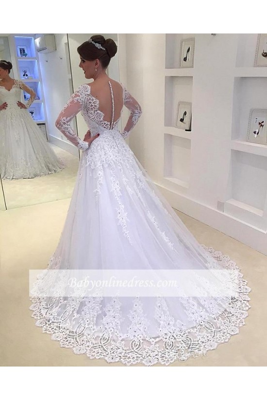 A-Line Long Sleeves Lace Wedding Dresses Bridal Gowns 3030242 A-Line Long Sleeves Lace Wedding Dresses Bridal Gowns 3030242
