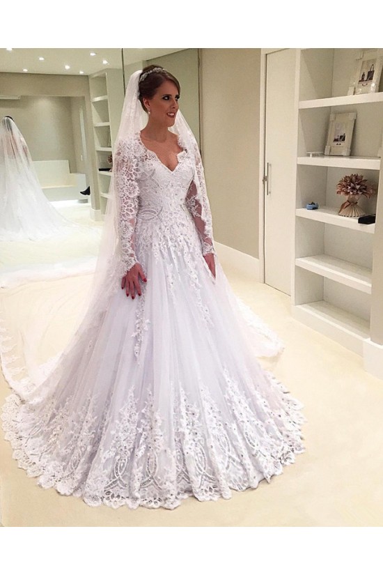 A-Line Long Sleeves Lace Wedding Dresses Bridal Gowns 3030242 A-Line Long Sleeves Lace Wedding Dresses Bridal Gowns 3030242