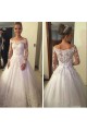 A-Line Long Sleeves Off-the-Shoulder Lace Wedding Dresses Bridal Gowns 3030249
