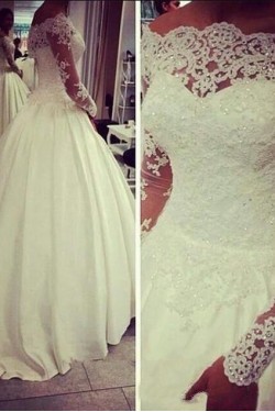 Ball Gown Long Sleeves Off-the-Shoulder Lace Wedding Dresses Bridal Gowns 3030251