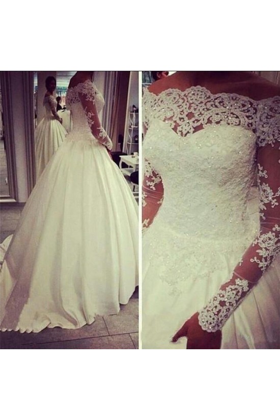 Ball Gown Long Sleeves Off-the-Shoulder Lace Wedding Dresses Bridal Gowns 3030251