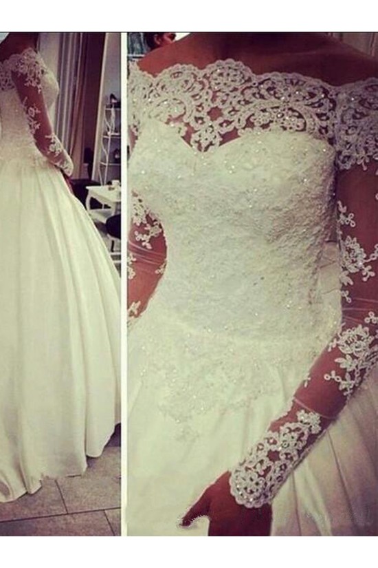 Ball Gown Long Sleeves Off-the-Shoulder Lace Wedding Dresses Bridal Gowns 3030251