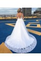 A-Line Long Sleeves Lace Illusion Bodice Wedding Dresses Bridal Gowns 3030256