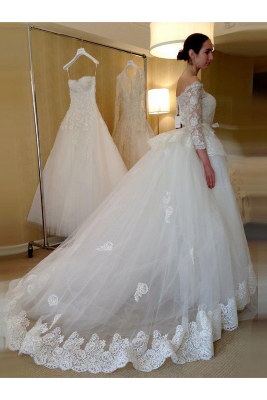 Lace Off-the-Shoulder Long Sleeves Wedding Dresses Bridal Gowns 3030257