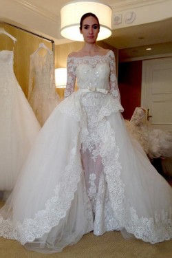 Lace Off-the-Shoulder Long Sleeves Wedding Dresses Bridal Gowns 3030257