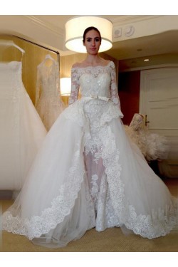 Lace Off-the-Shoulder Long Sleeves Wedding Dresses Bridal Gowns 3030257