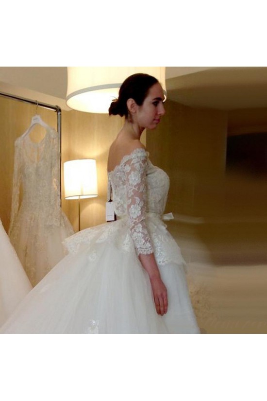 Lace Off-the-Shoulder Long Sleeves Wedding Dresses Bridal Gowns 3030257