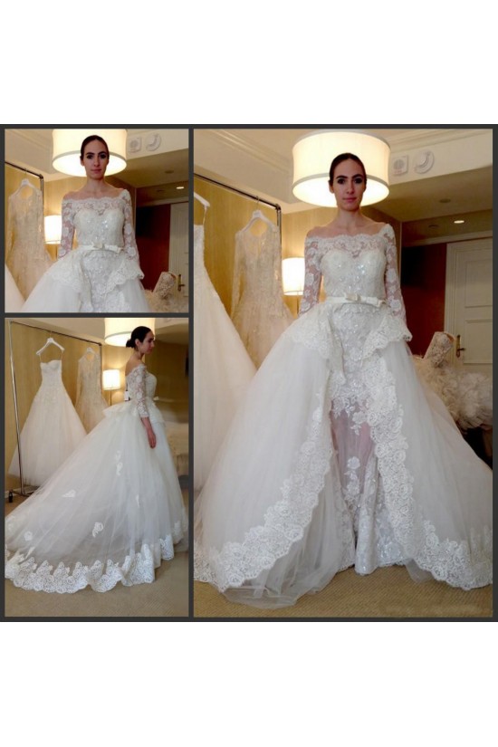 Lace Off-the-Shoulder Long Sleeves Wedding Dresses Bridal Gowns 3030257